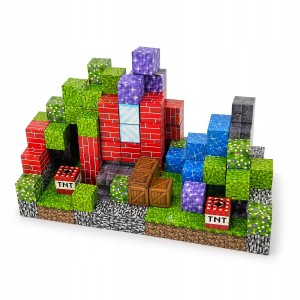 Klocki magnetyczne 200 elementów + 2 figurki – zestaw konstrukcyjny - packshot produktu na białym tle - ujęcie 3