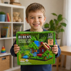 Klocki magnetyczne 200 elementów + 2 figurki – zestaw konstrukcyjny - zdjęcie prezentacyjne produktu - ujęcie 7