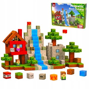 Klocki magnetyczne 108 elementów – mega zestaw konstrukcyjny - packshot produktu na białym tle - ujęcie 1