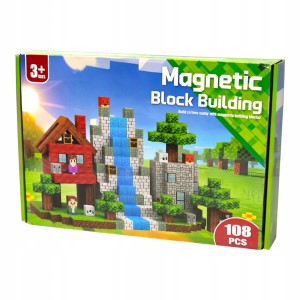 Klocki magnetyczne 108 elementów – mega zestaw konstrukcyjny - packshot produktu na białym tle - ujęcie 3