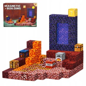 Klocki magnetyczne 3D 133 elementy + 2 figurki - packshot produktu na białym tle - ujęcie 1