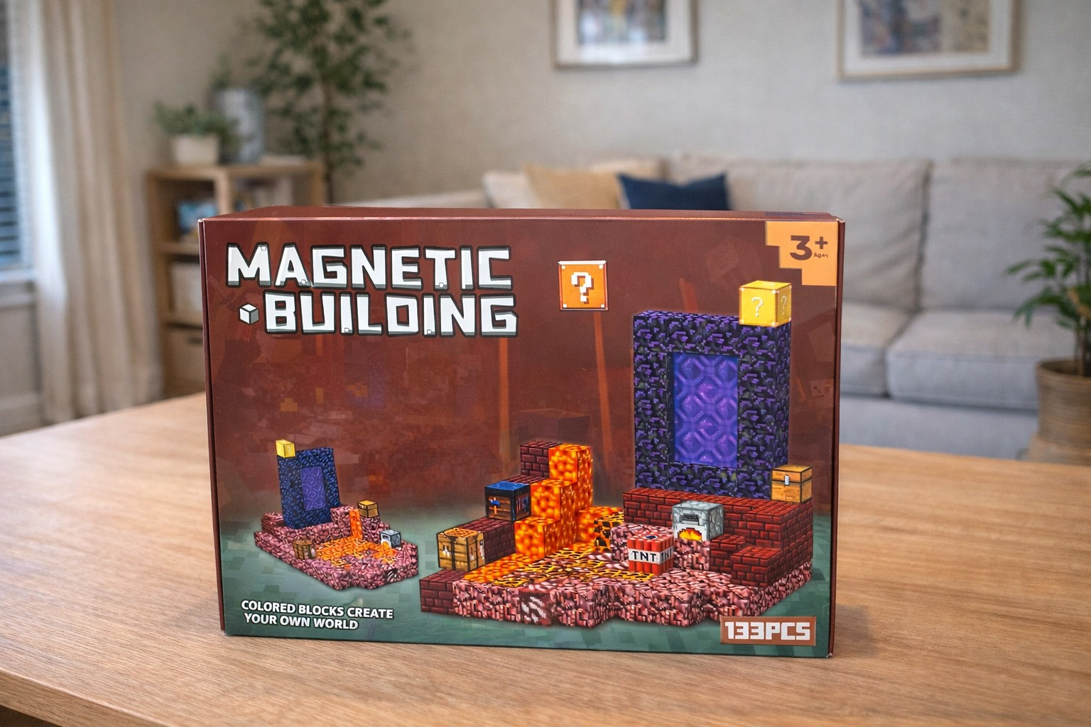 Klocki magnetyczne 3D 133 elementy + 2 figurki - zdjęcie prezentacyjne produktu - ujęcie 9