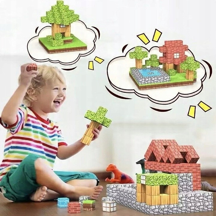 Klocki magnetyczne 200 elementów – sześciany konstrukcyjne 3D - zdjęcie prezentacyjne produktu - ujęcie 2